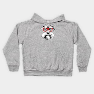 Cute Schnauzer Nerd Red Glasses Kids Hoodie